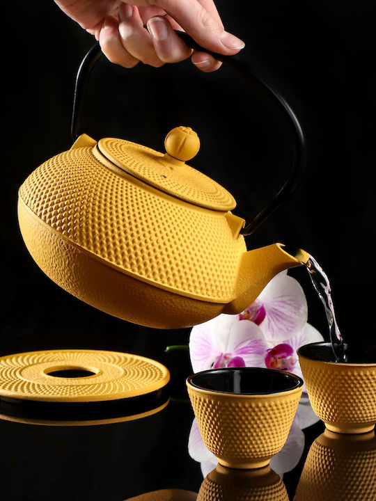 Kadax Teekanne mit Tasse Gusseisen Gelb 850ml