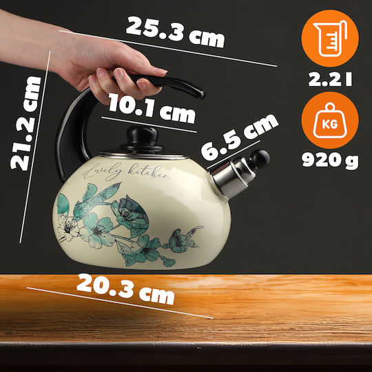 Kadax Τσαγιέρα Εμαγιέ Γκρι 2200ml