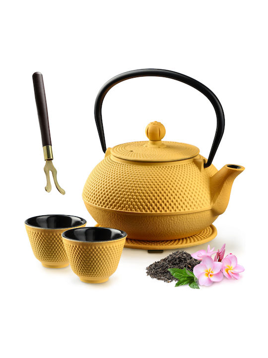 Kadax Teekanne mit Tasse Gusseisen Gelb 850ml