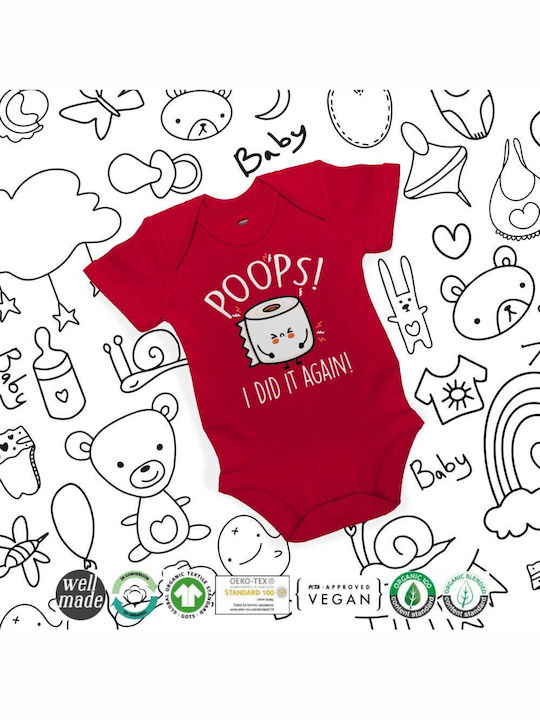 Koupakoupa Poops!...i Did It Again Baby Bodysuit Short-Sleeved RED