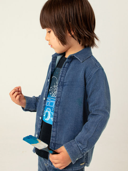 Kids Shirt Long Sleeve Denim Blue