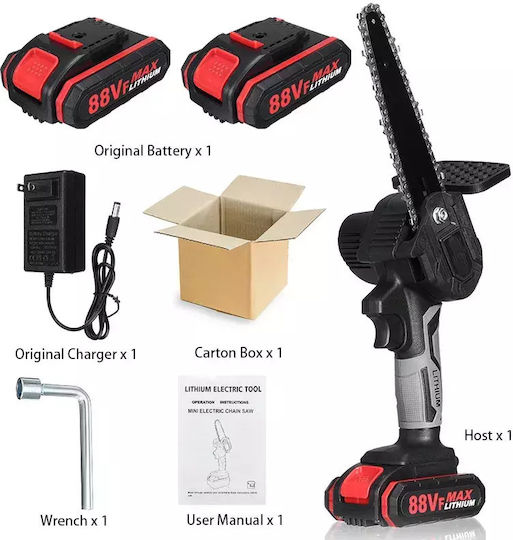 Electric Chain Saw Cordless Operation Handheld Pruning 2 Battery Eu