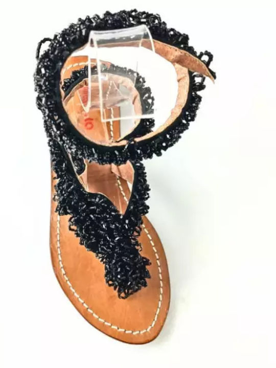 Lydia Creations Women's Flat Sandals in Black Color