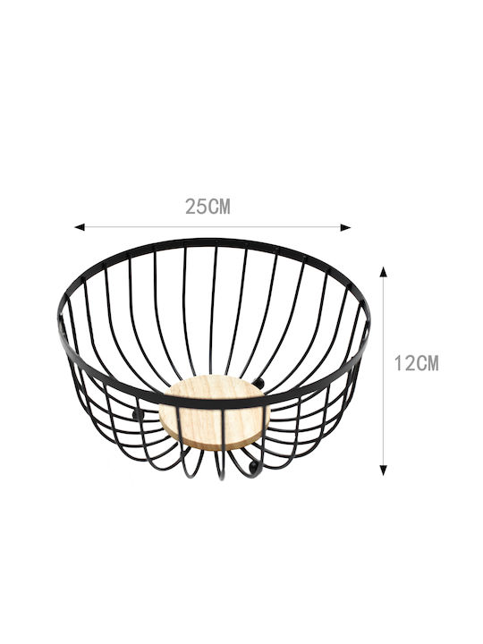 Tpster Φρουτιέρα Μεταλλική Μαύρη 25x12x12εκ.