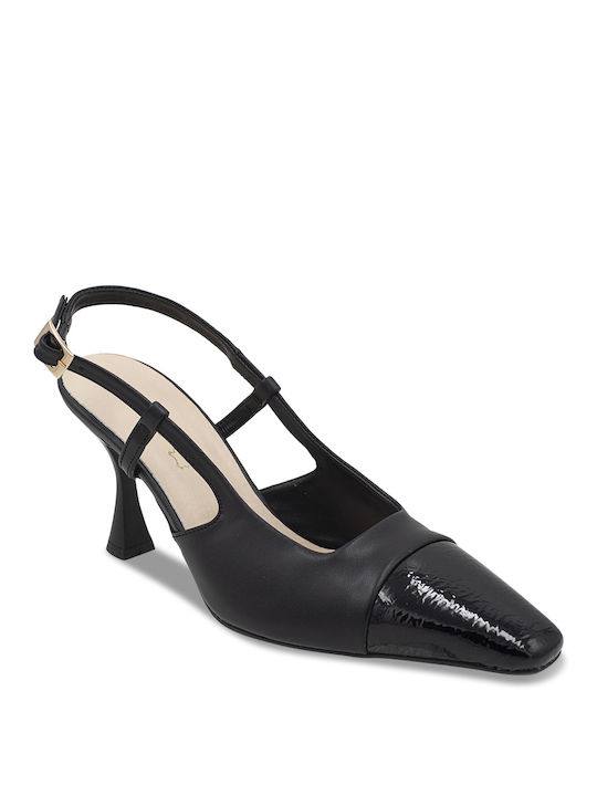 Tsouderos Shoes Leather Black Heels