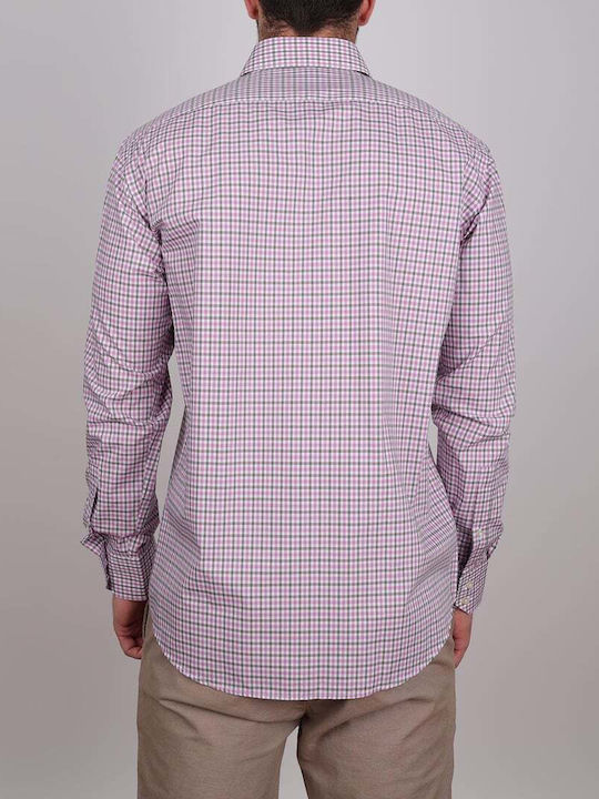 Hugo Boss Men's Checked Shirt with Long Sleeves Purple