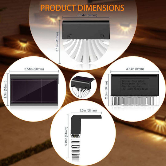 Set of 6 Wall Solar Lights Street RGB with Photocell IP65 8cmx9cmx9cmcm