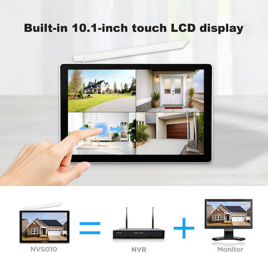 Sricam Система за наблюдение 4 Камери Безжични Камери IP 5MP с Записващо устройство NVR & Монитор