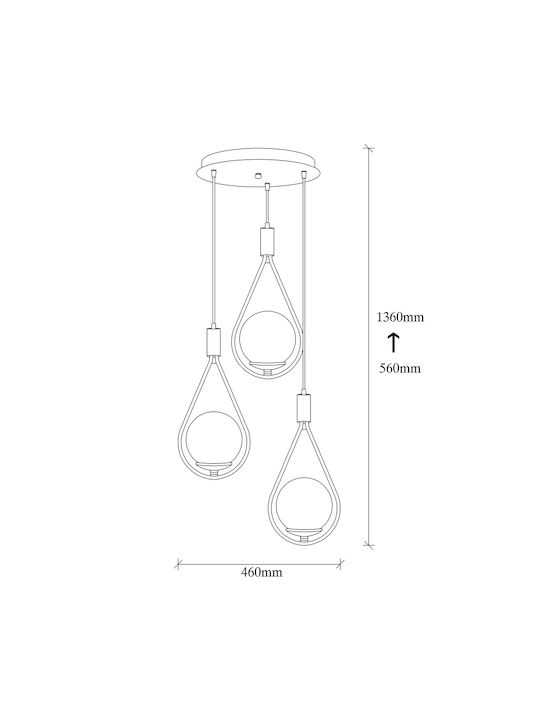 Mudoni Adjustable Pendant Light Black Ball with Socket E27 46x46x136cm