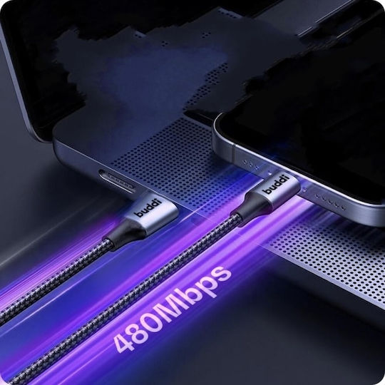 Buddi USB 2.0 Cable USB-C male - USB-A 12W Μαύρο 1m 122489