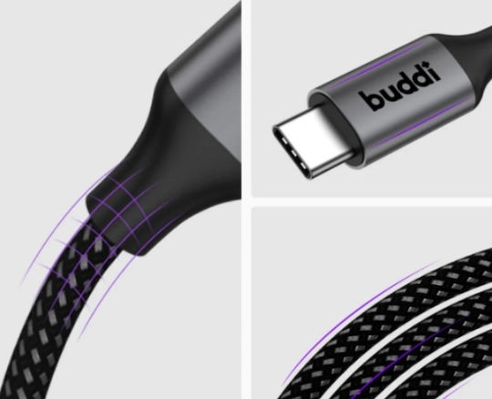 Buddi USB 2.0 Cable USB-C male - USB-C 60W Μαύρο 2m 122490