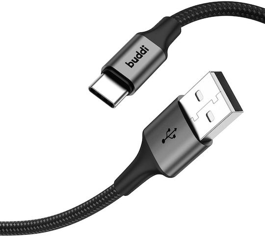 Buddi USB 2.0 Cable USB-C male - USB-A 12W Μαύρο 1m 122489
