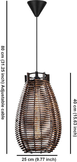 Torch Verstellbar Hängelampe Braun mit Fassung E27 25x25x80cm.