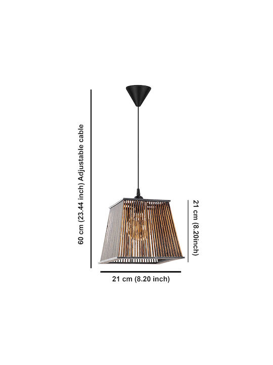 Pyramid Adjustable Pendant Light Brown with Socket E27 21x21x60cm
