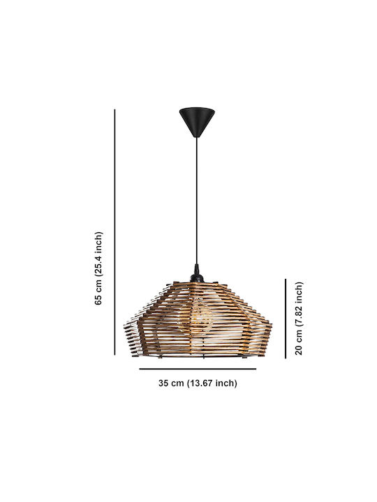Marquee Adjustable Pendant Light Brown with Socket E27 35x35x65cm