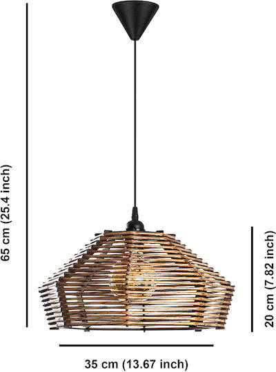 Marquee Adjustable Pendant Light Brown with Socket E27 35x35x65cm