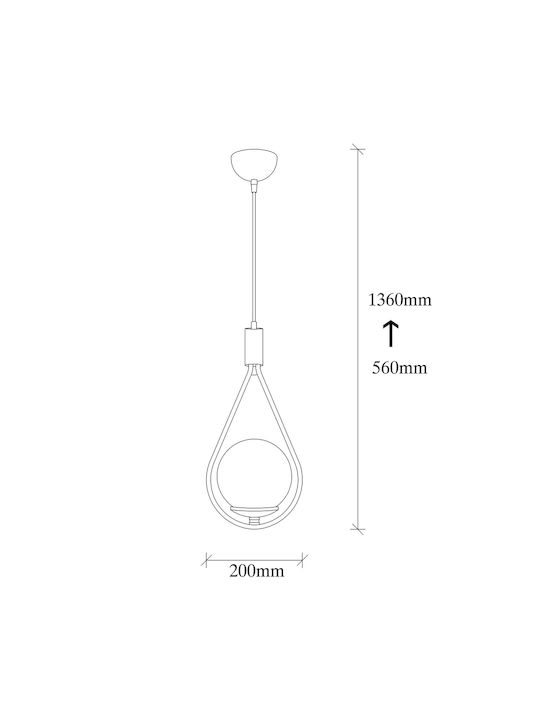 Multi Adjustable Pendant Light Black Ball with Socket E27 20x15x136cm