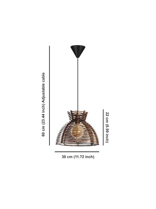Lacin Adjustable Pendant Light Brown with Socket E27 30x30x60cm
