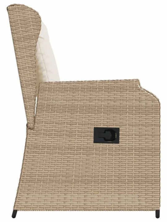 Fotoliu De Exterior Din Rattan Bej Cu Pernă 2 Buc 55x67x95 Cm