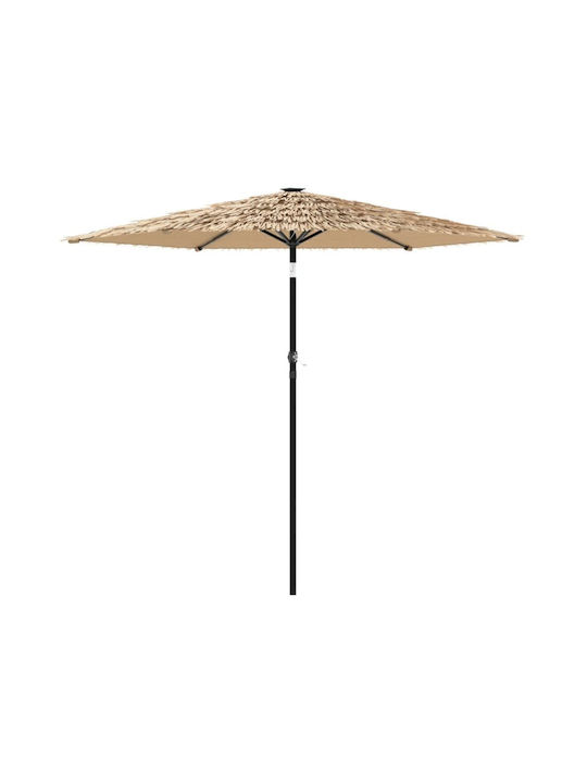 Umbrella Floor Wooden Brown with LED Lighting 2.26x2.26m