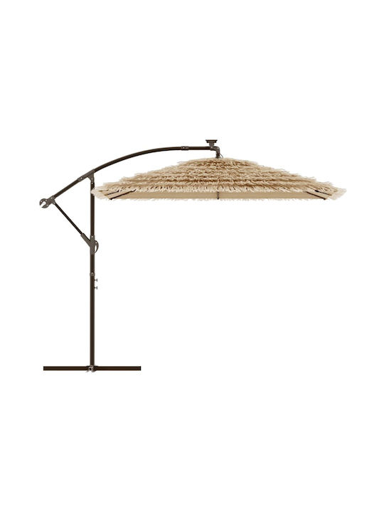 Hanging Circular Wicker Umbrella Brown Diameter 2.46m Height 2.3m