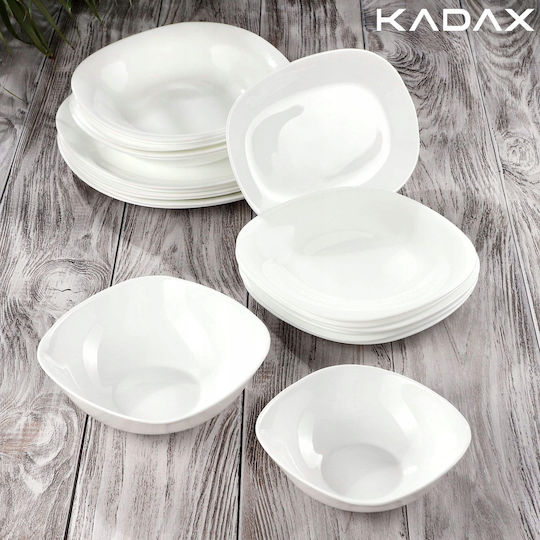 Kadax Чиния Плитко Бял 28x28см 6бр