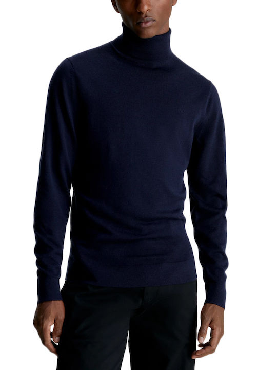 Calvin Klein Herren Langarm-Pullover Rollkragen BLUE