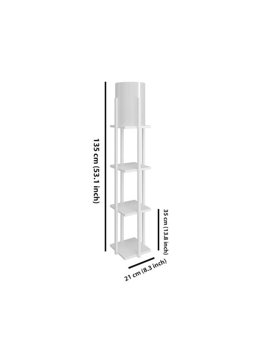 Lampa de podea Î135cm. cu Soclu pentru Bec E27 Alb