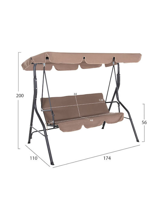 Likid Swing with Base 3 Seats Metallic W174xD110xH200cm Grey-Brown