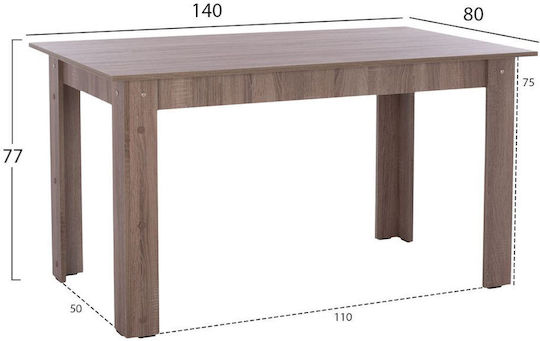 Τραπέζι Κουζίνας με 4 Καρέκλες 140x80εκ. Sonoma / Μπεζ