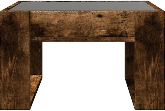 Square Glass Side Table Brown M50xP50xH30cm