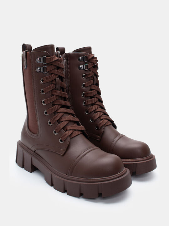 Stiefeletten mit Profilsohle & Elastik 4315243-Dunkelbraun