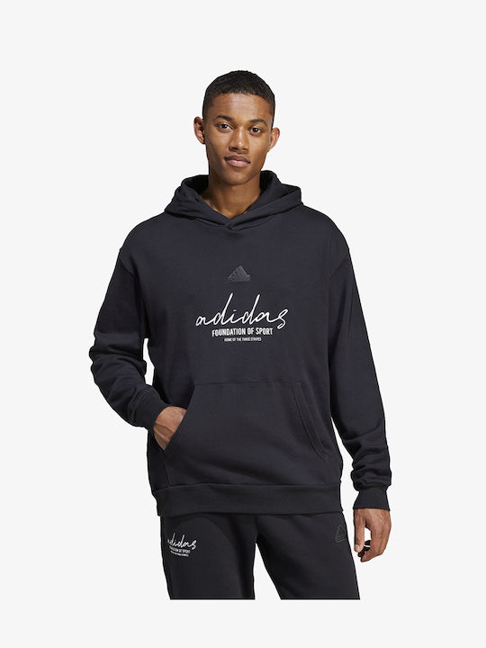 Adidas Brand Love French Terry Men's Sweatshirt with Hood Black