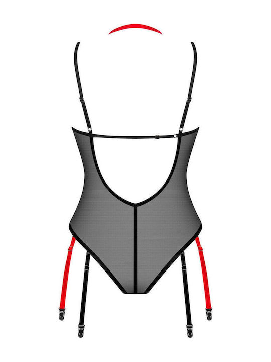 Sexy Bodysuit Mit Transparenz & Straps Schwarz