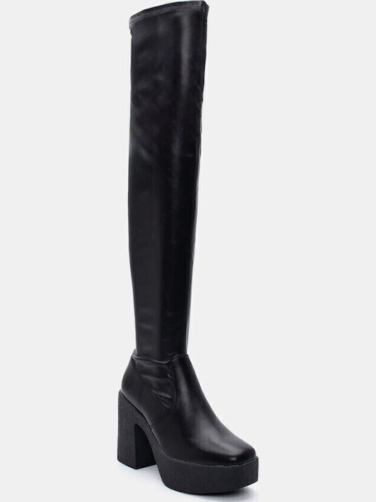 Μπότες Κάλτσα Over Knee 4314901-μαύρο