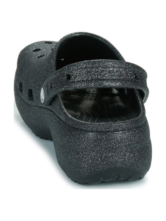 Crocs Classic Platform Glitter Women's Clogs Black