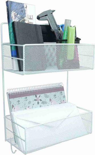 Uncle George 05.03.01-0018-Weiß An der Wand montiertes Badezimmerregal Metallisch mit 2 Regalen 26x13x42cm Weiße