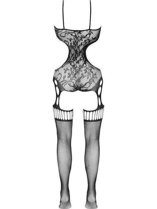 Catsuit Fantasy Sexy Bodystocking Mesh with Open Crotch Black