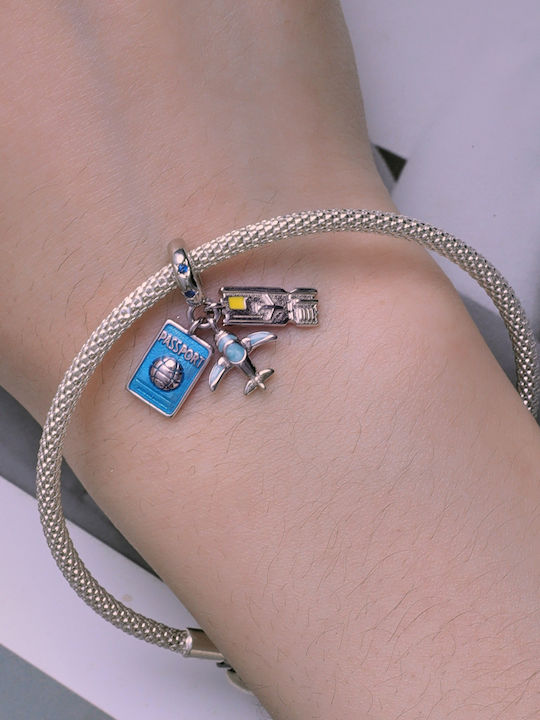 Silver Me Passport Ticket And Airplane Charm In Silver Silver Me Passport Ticket And Airplane Charm In Silver
