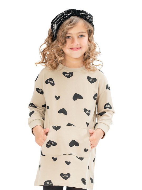 Energiers Sweatshirt Kids Dress Long Sleeve Beige