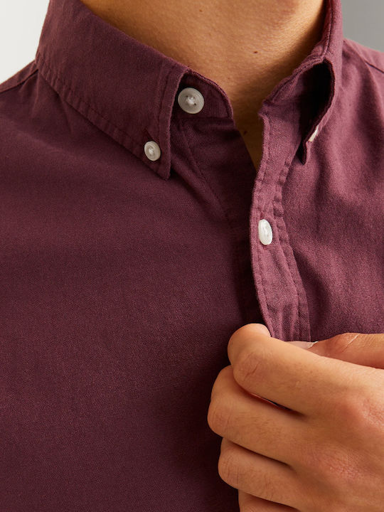 Long-sleeved Cotton Shirt Burgundy
