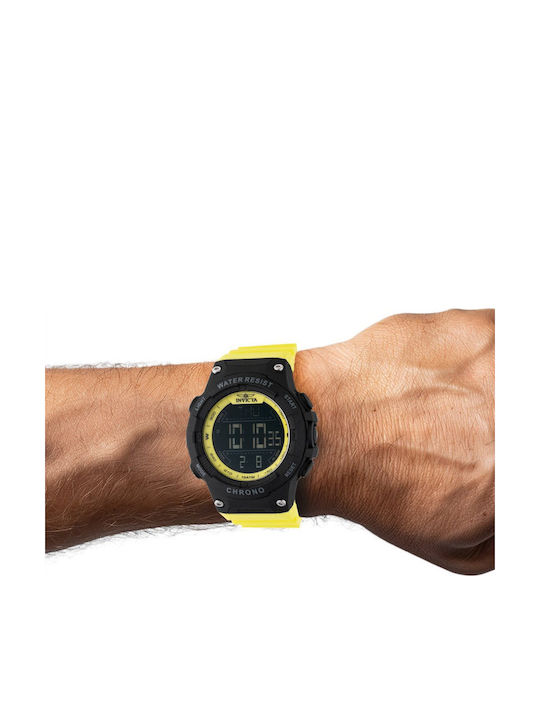Invicta Racing Digital Herrenuhr 52mm Batterie mit Gelb Kautschukarmband