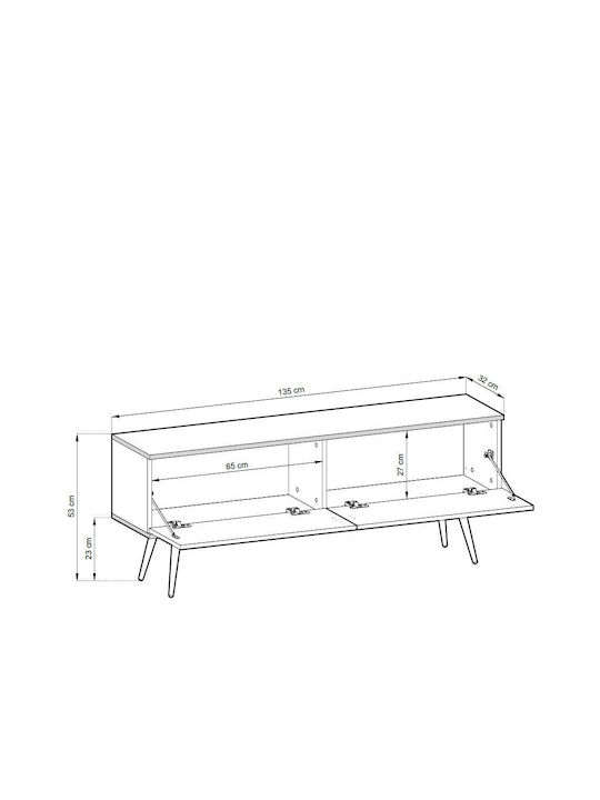 Έπιπλο Τηλεόρασης Γκρι + Χρυσό Μ135xΠ32xΥ53cm