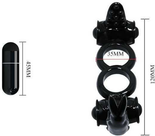 Baile Vibrating Cock Ring Schwanz Schwarz