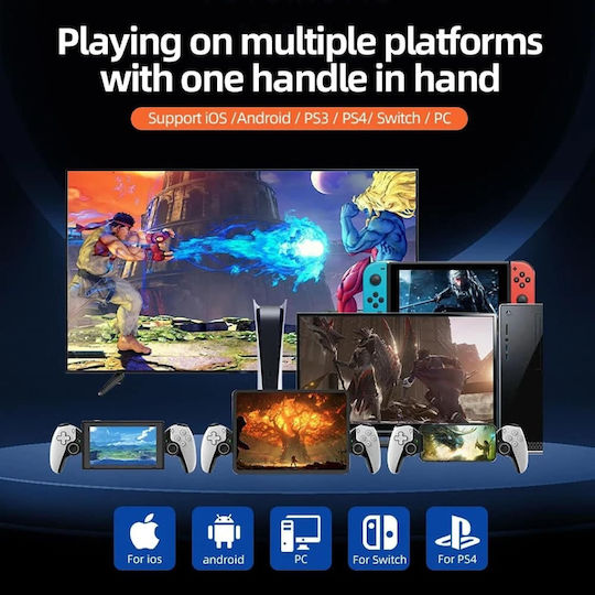 Techsuit BSP-D9 Ασύρματο Gamepad για Android / PS3 / PS4 / Switch / iOS Λευκό