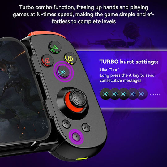 Techsuit D6 DP Ασύρματο Gamepad για Android / PC / PS3 / PS4 / Switch / iOS Μαύρο