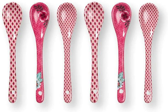PiP Studio Oriental Flower Festival Linguri Cafea / Ceai Din Porțelan Roz Închis 13cm 6 Bucăți PiP Studio Oriental Flower Festival Linguri Cafea / Ceai Din Porțelan Roz Închis 13cm 6 Bucăți