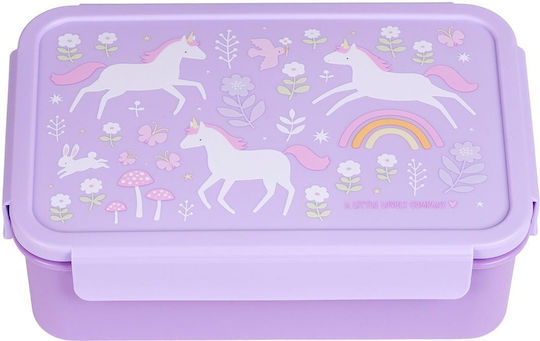 A Little Lovely Company Plastic Kids' Food Container Unicorns Purple x x 7cm