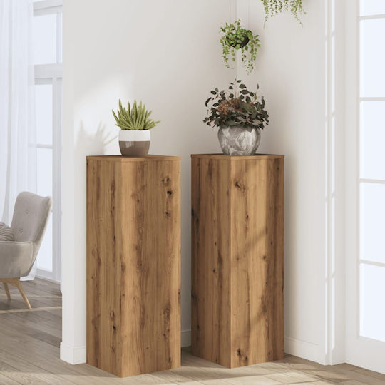 vidaXL Plant Stands Wooden Beige 33cmx33cmx100cmcm. 2pcs