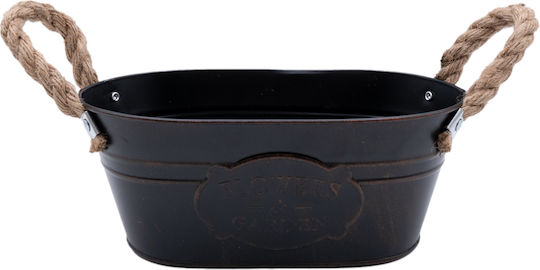 Uncle George Vintage Übertopf Metall Schwarz 28x14.5x12εκ.